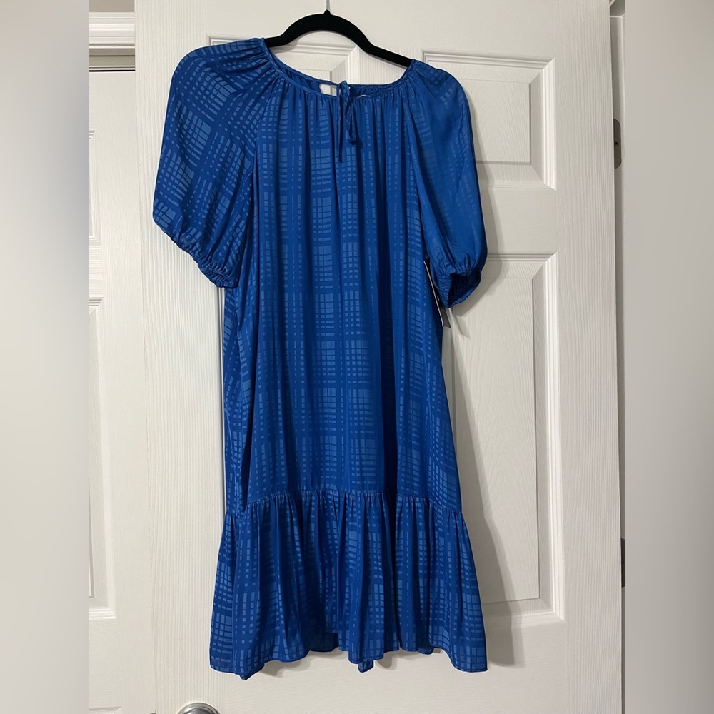 Eliza J Royal Blue Puff-Sleeve Tiered Dress
